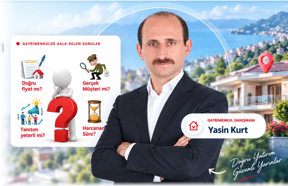 Gayrimenkul danışmanı Yasin Kurt, kolları bağlı profesyonel portresi ve gayrimenkulde akla gelen sorular